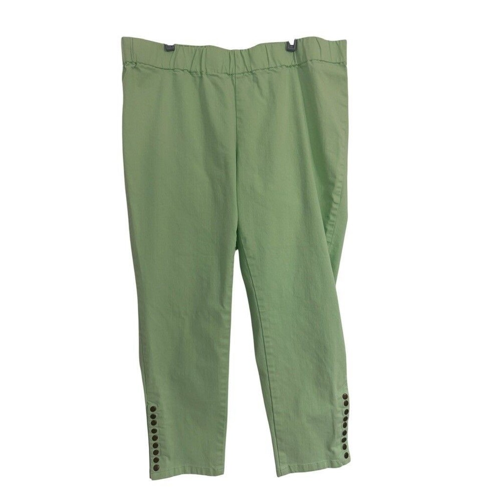 Soft Surroundings 1X Mint Green Elastic Waist Ankle Snap Pants Beachy Coastal